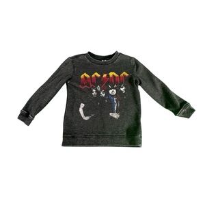 Junk Food Clothing Black AC/DC Graphic Long Sleeve Tee with Yellow-Red Logo